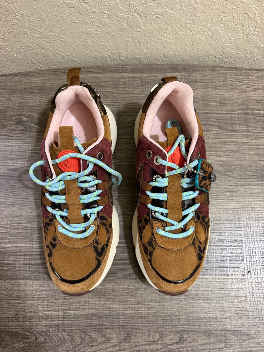 Women’s Mixed-Material Brown & Burgundy Fashion Sneakers